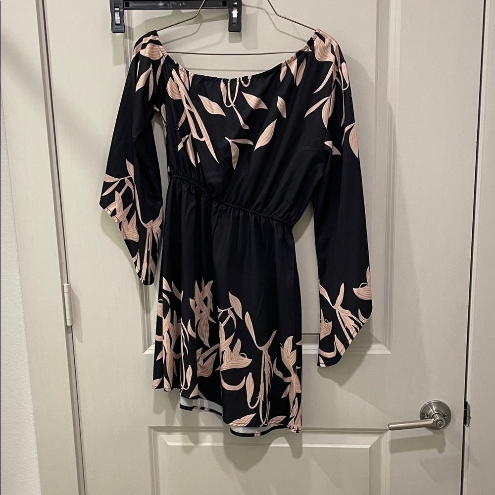 SHEIN Black and Pink Long Sleeve Dress